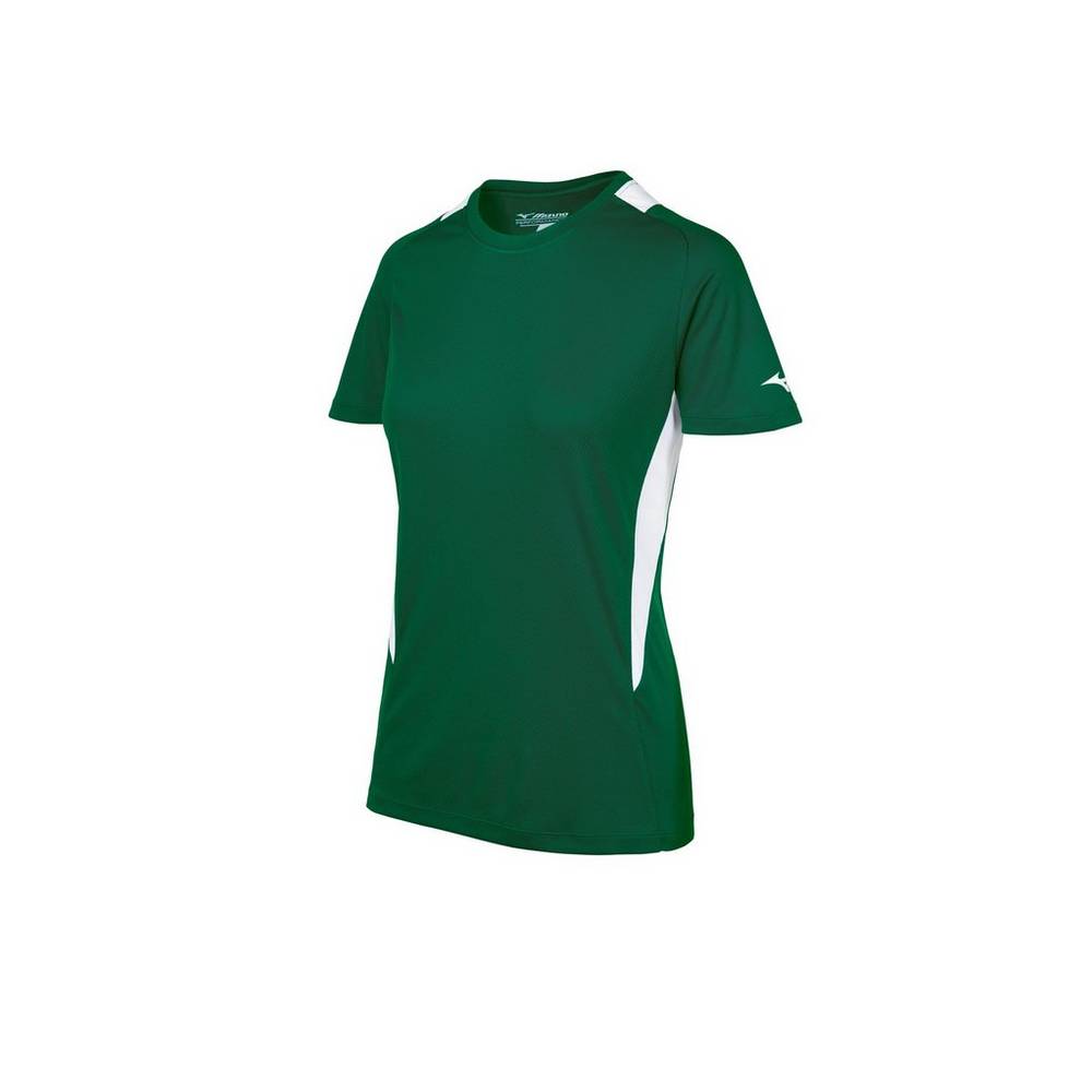 Maglia Mizuno Softball Crew Neck Donna - Verdi/Bianche - 65417-ILPH